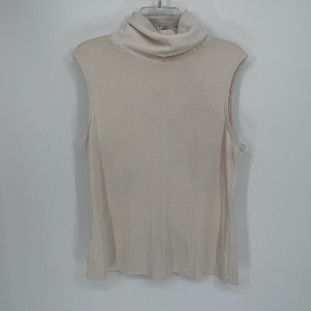 Banana Republic Women's Cream Soft Luxe Sleeveless Office Turtleneck Top Size XL